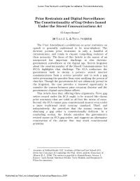 The Constitutionality of Gag Orders Issued Under the Stored Communications Act