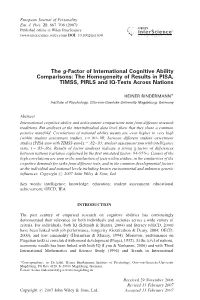 The G-Factor of International Cognitive Ability Comparisons: the Homogeneity of Results in PISA, TIMSS, PIRLS and IQ-Tests Across Nations