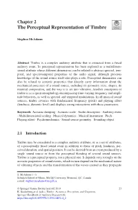 The Perceptual Representation of Timbre