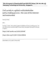 Civil Society in a Global Multistakeholder Policy‑Making Process : the Case of the Internet and Netmundial