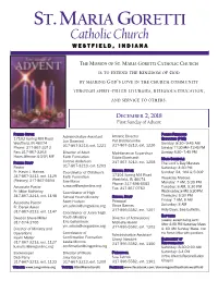 DECEMBER 2, 2018 First Sunday of Advent