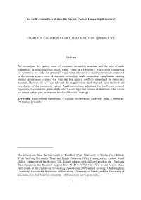Do Audit Committees Reduce the Agency Costs of Ownership Structure?