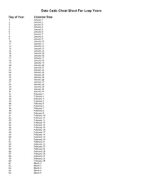 Julian Date Cheat Sheet for Leap Years