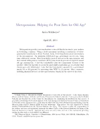 Micropensions: Helping the Poor Save for Old Age∗