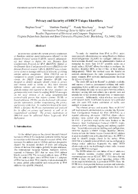 Privacy and Security of DHCP Unique Identifiers