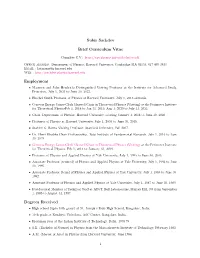 Subir Sachdev Brief Curriculum Vitae Employment Degrees Received