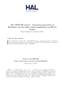 The GENCOD Project: Automated Generation of Hardware Code For