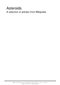 Asteroids a Selection of Articles from Wikipedia