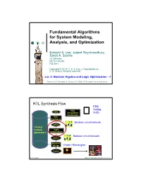 Basic Boolean Algebra and Logic Optimization