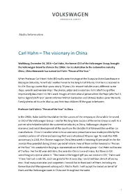 Carl Hahn – the Visionary in China