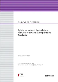 Cyber Influence Operations: an Overview and Comparative Analysis