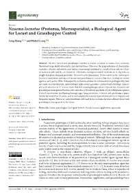 Nosema Locustae (Protozoa, Microsporidia), a Biological Agent for Locust and Grasshopper Control