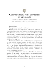 Octave Mirbeau Vient À Bruxelles En Automobile