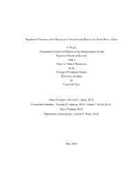 Population Dynamics and Movement of Smallmouth Bass in the Snake River, Idaho