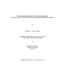 Rethinking Responses to Coastal Problems: an Analysis of the Opportunities and Constraints for Canada
