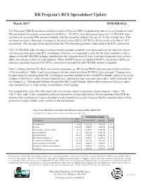 RR Program's RCL Spreadsheet Update