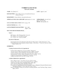 CURRICULUM VITAE University of Idaho