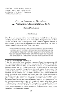 ON the MITZVOT of NON-JEWS: an ANALYSIS of AVODAH ZARAH 2B-3A Rabbi Dov Linzer