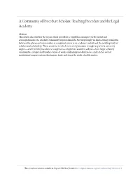 Teaching Procedure and the Legal Academy