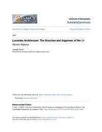 The Structure and Argument of the De Rerum Natura