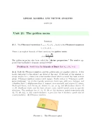 Unit 21: the Golden Mean