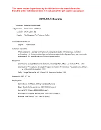 2019 AIA Fellowship