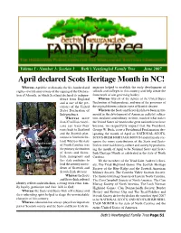 April Declared Scots Heritage Month in NC! Whereas