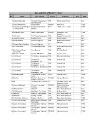 Complete List of Books in Library Acc No Author Title of Book Subject Publisher Year R.No