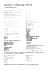 Guidelines for Percussion Writing