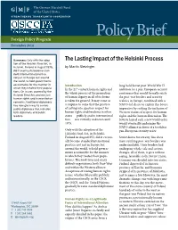 Policy Brief: the Lasting Impact of the Helsinki Process