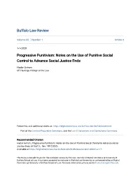 Progressive Punitivism: Notes on the Use of Punitive Social Control to Advance Social Justice Ends