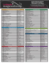 RESTAURANT Checklist and Map to View Menus and Make Reservations, Visit Orlandomagicaldining.Com 3 Courses | $35 | August 23 – September 30