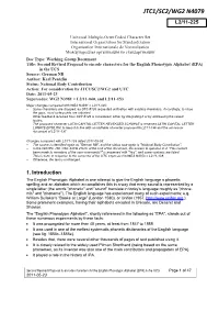 Second Revised Proposal to Encode Characters for the English