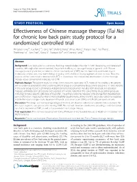 (Tui Na) for Chronic Low Back Pain: Study Protocol for a Randomized