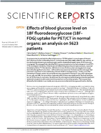 (18F-FDG) Uptake for PET/CT in Normal Organs