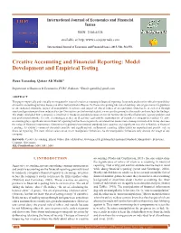 Creative Accounting and Financial Reporting: Model Development and Empirical Testing