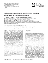 Incorporating Student-Centered Approaches Into Catchment Hydrology Teaching: a Review and Synthesis