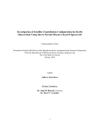 Investigation of Satellite Constellation Configuration for Earth Observation Using Sierra Nevada Dream Chaser® Spacecraft