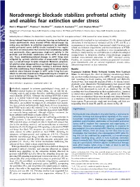 Noradrenergic Blockade Stabilizes Prefrontal Activity and Enables Fear