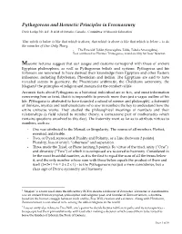 Pythagorean and Hermetic Principles in Freemasonry Doric Lodge 316 A.F