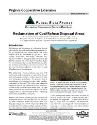 Reclamation of Coal Refuse Disposal Areas W