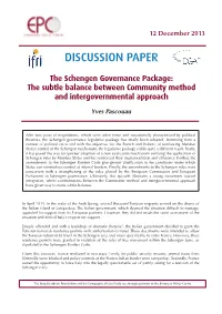 Schengen Governance Package: the Subtle Balance Between Community Method and Intergovernmental Approach