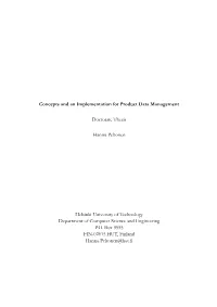 Concepts and an Implementation for Product Data Management