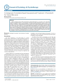 Contemporary Formulation-Based Assessment and Treatment: a Framework for Clinical Discourse Michael D