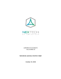 Listing Statement Cse Form 2A Nextech Ar Solutions Corp