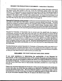 Lnstructions / Discraimer Documents, Or the Comprehensiveness of The