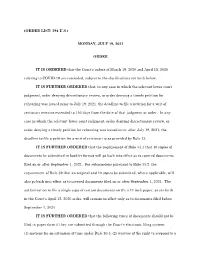Miscellaneous Order (07/19/2021)