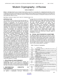 Modern Cryptography - a Review