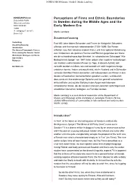 Perceptions of Finns and Ethnic Boundaries in Sweden During The