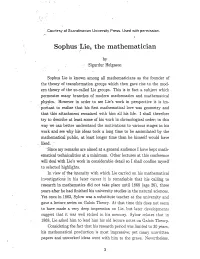 Sophus Lie, the Mathematician